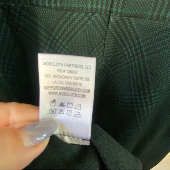 Modcloth State Of Grace Fit Flare Green Plaid Soft Swing Knee Length Dress SZ 1X - Picture 10 of 16
